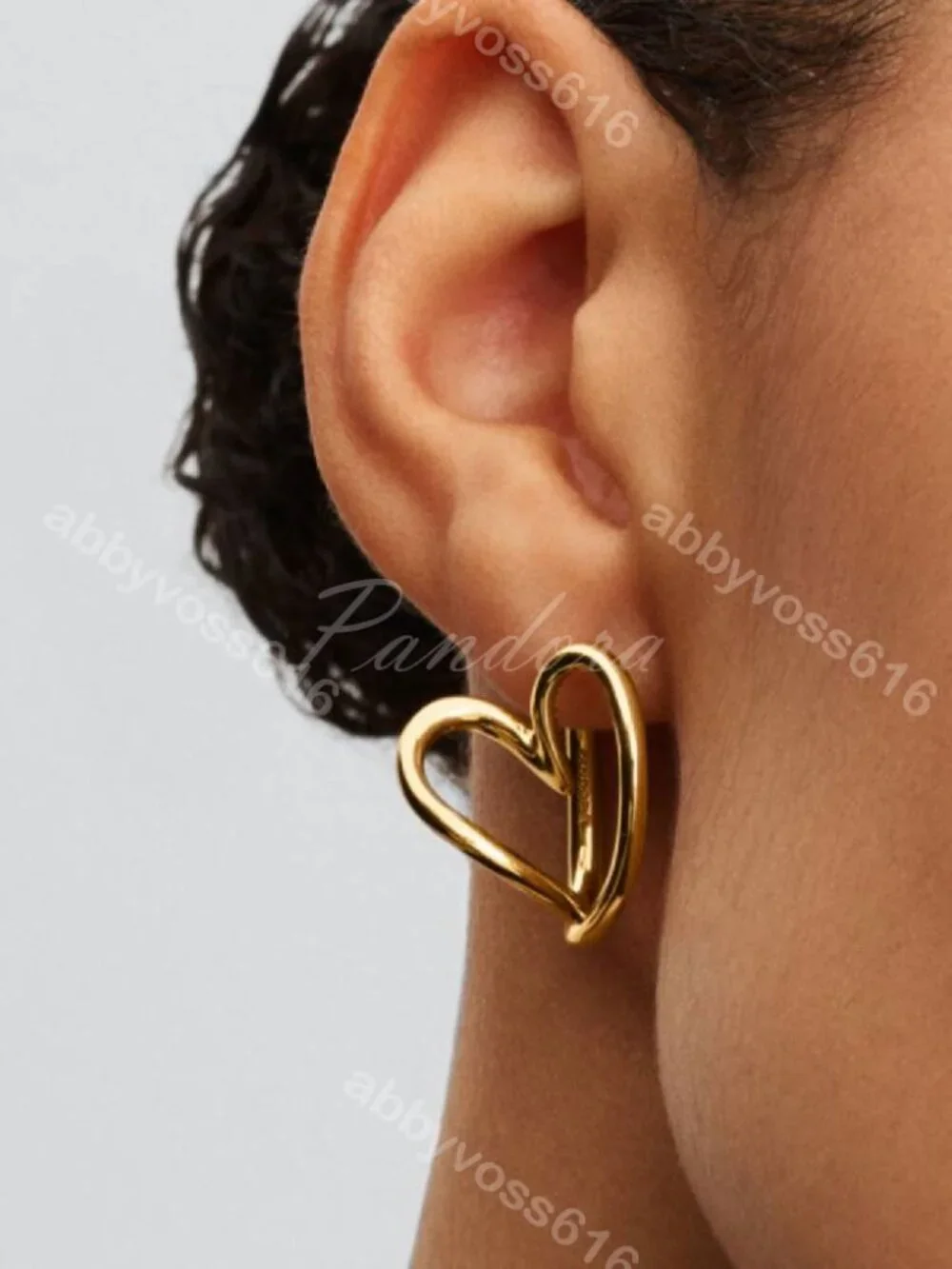 Pandora Organically Shaped Heart Hoop Earrings